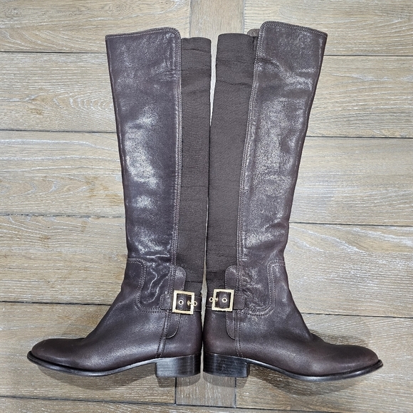 Tory Burch Jack Landed Capra Elastic Leather Over The Knee Riding Boots Size 7.5 - Picture 3 of 13